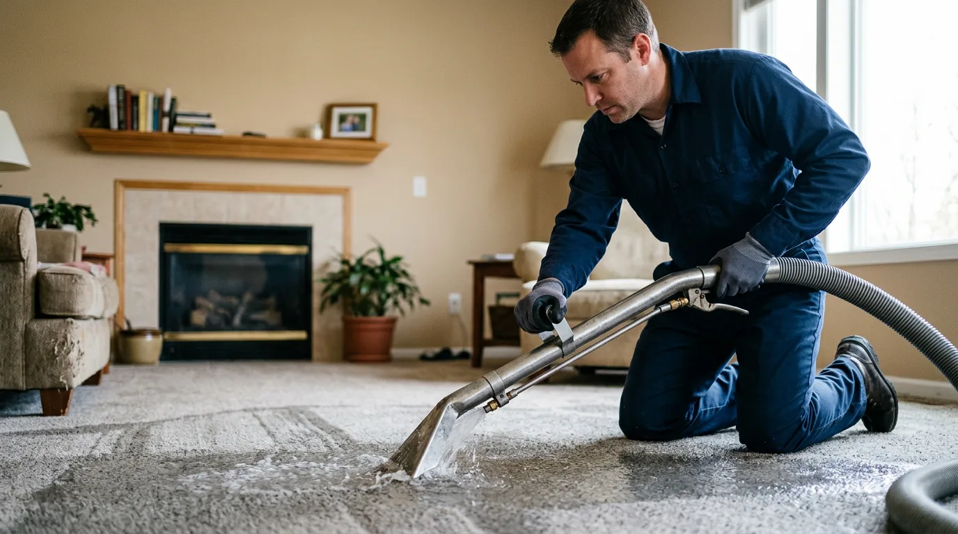 Water damage restoration technician working near Franklin, PA